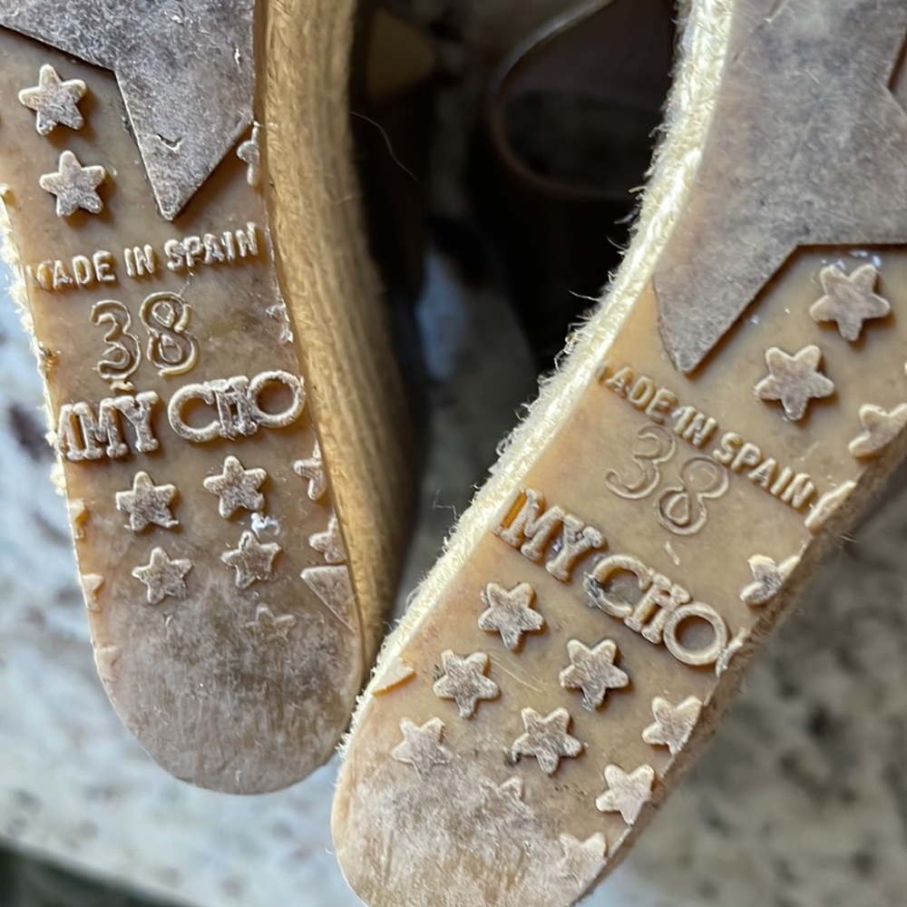 Jimmy Choo Vachette Leather Pebble Wedge Sandals Size 38 - Picture 15 of 15